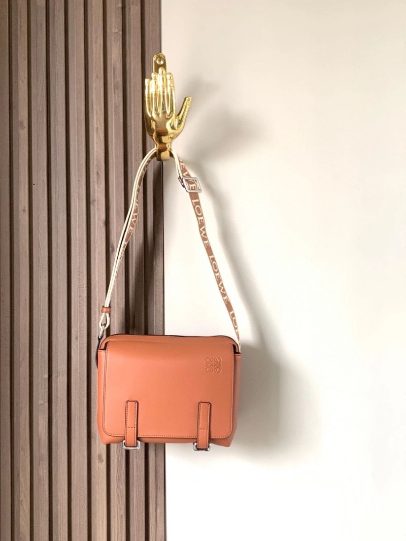 Loewe XS Military Messenger bag in Supple Smooth Calfskin and Jacquard B553A1640 Brown