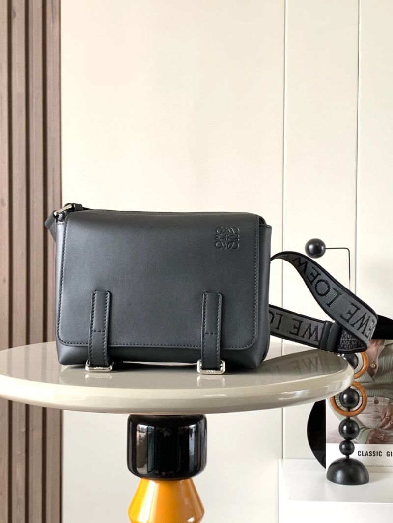 Loewe XS Military Messenger bag in Supple Smooth Calfskin and Jacquard B553A1640 Black