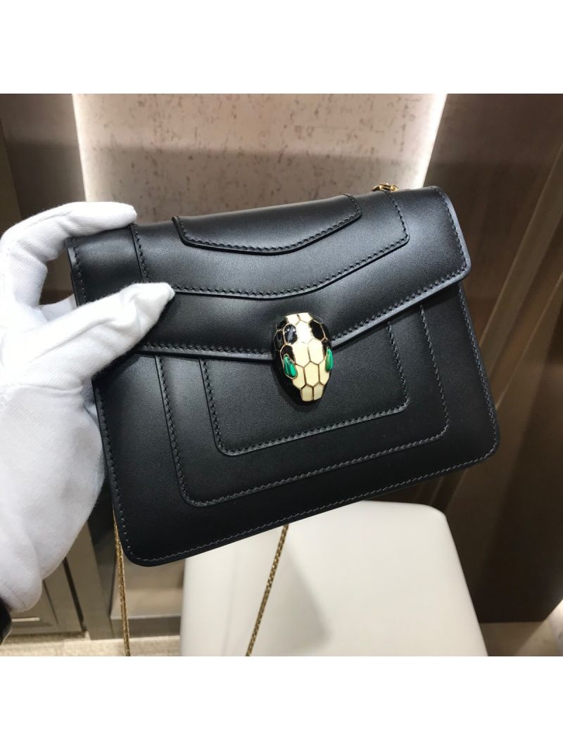 Bvlgari Serpenti Forever Flap Cover Bag 34559 Black