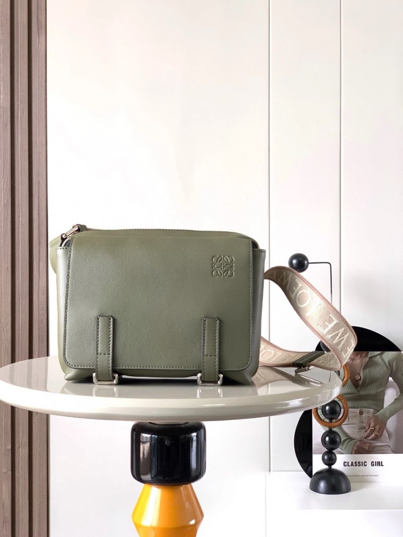 Loewe XS Military Messenger bag in Supple Smooth Calfskin and Jacquard B553A1640 Clay Green