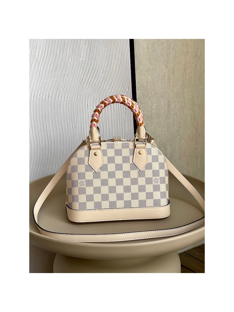 Louis Vuitton LV Alma BB with Braided Handle N45294 Damier Azur