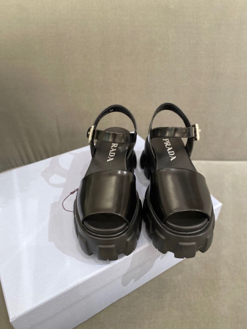 Prada Monolith Brushed Leather Sandals 1X526M
