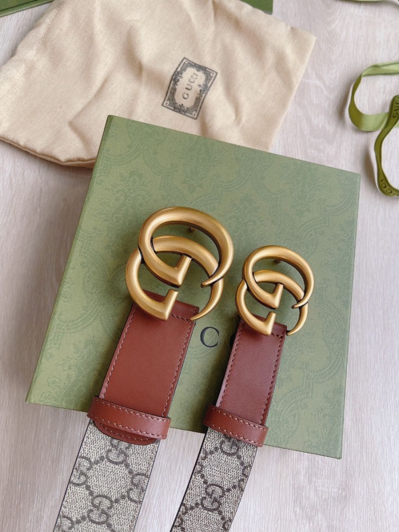 Gucci GG Belt with Double G Buckle 625839 Brown