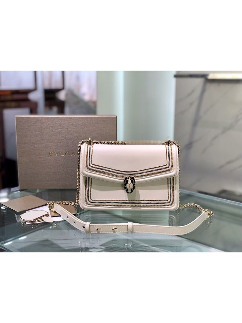 Bvlgari Serpenti Diamond Blast Shoulder Bag 288065 White