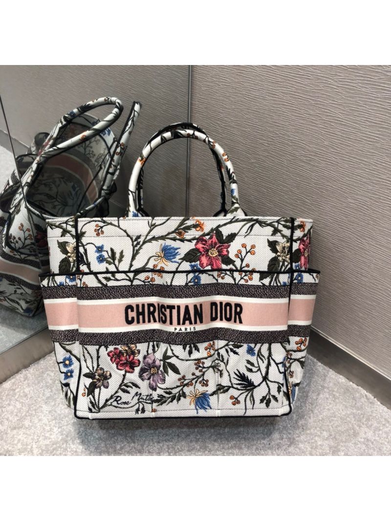 Dior Catherine Tote Bag Rosa Mutabilis Embroidered Canvas M1279
