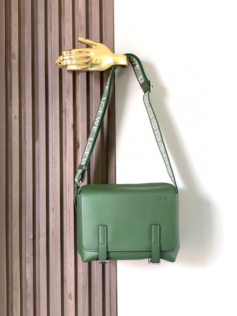 Loewe XS Military Messenger bag in Supple Smooth Calfskin and Jacquard B553A1640 Hunter Green