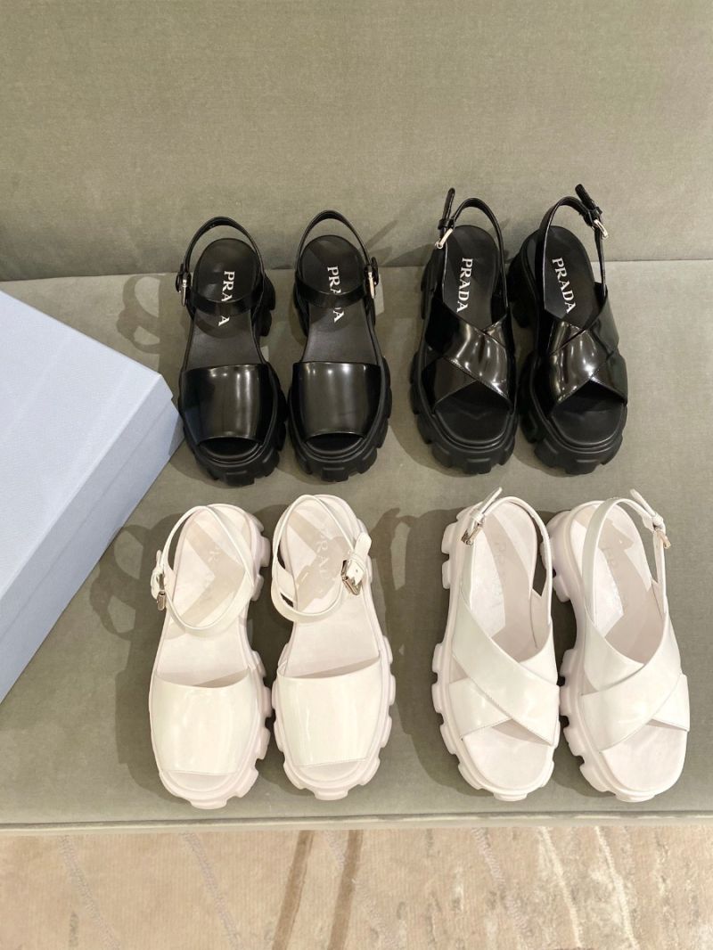 Prada Monolith Brushed Leather Sandals 1X527M