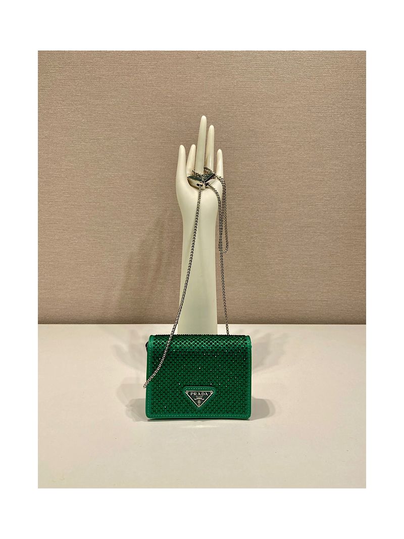 Prada Cardholder with shoulder strap and crystals 1MR024 Mango