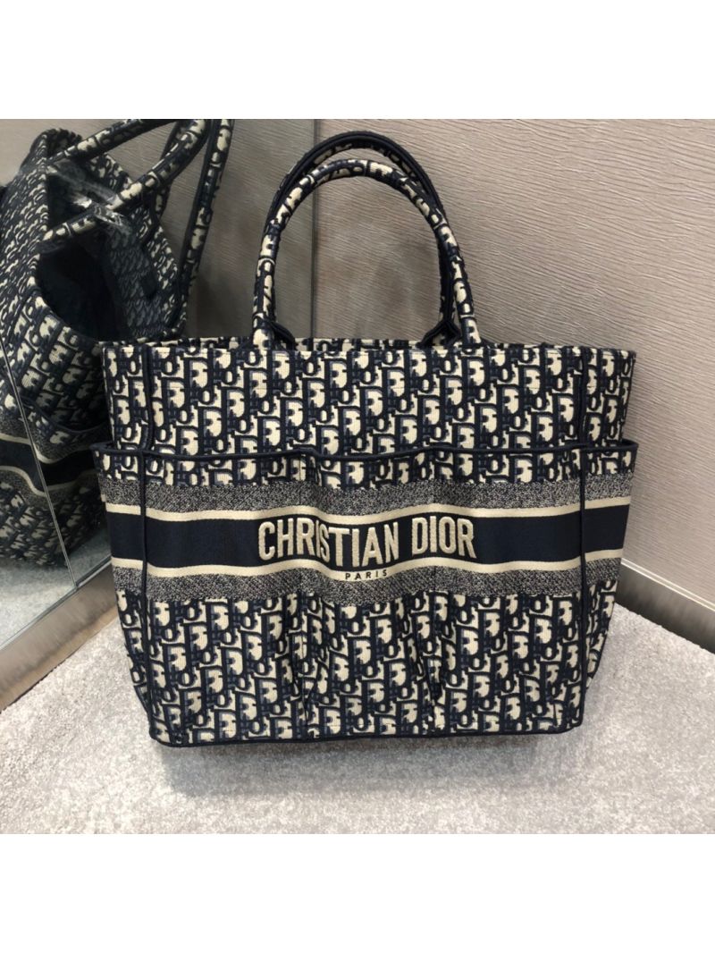 Dior Catherine Tote Bag Blue Oblique Embroidery M1279