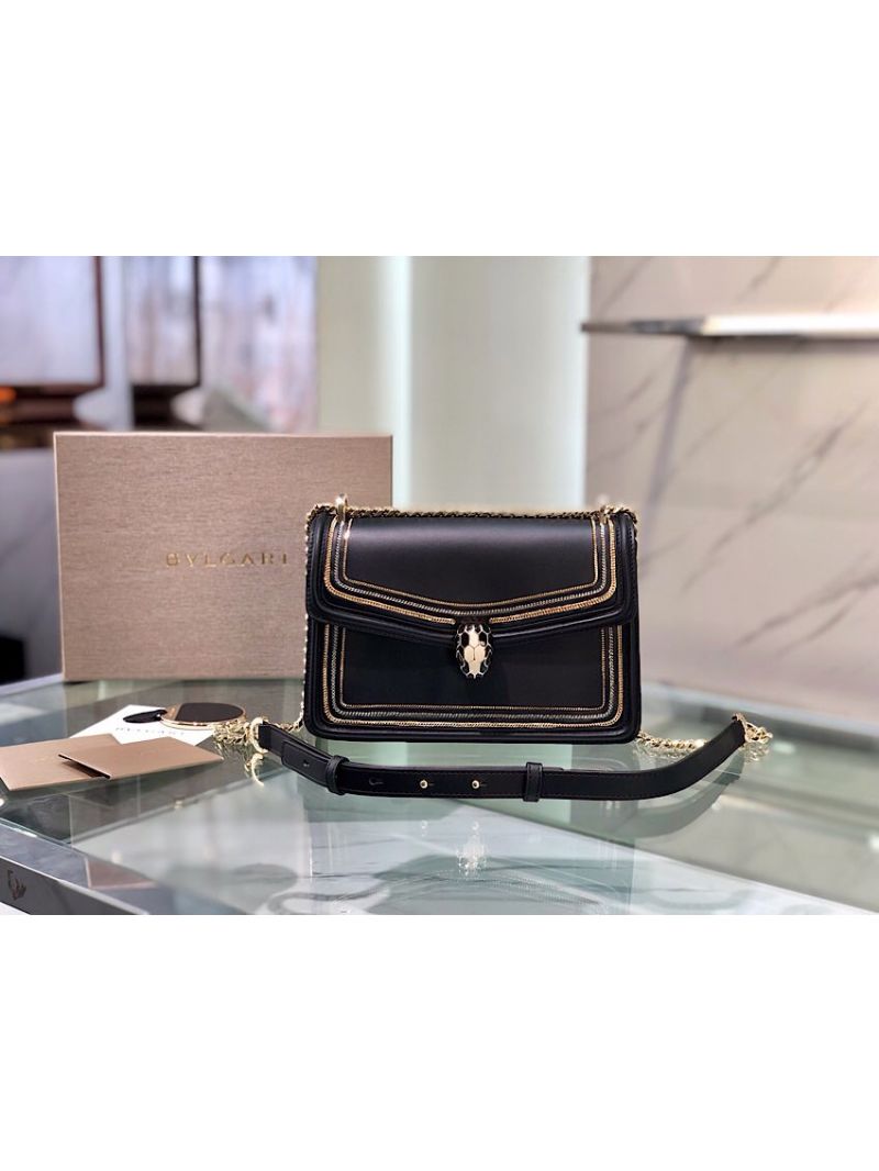 Bvlgari Serpenti Diamond Blast Shoulder Bag 288065 Black