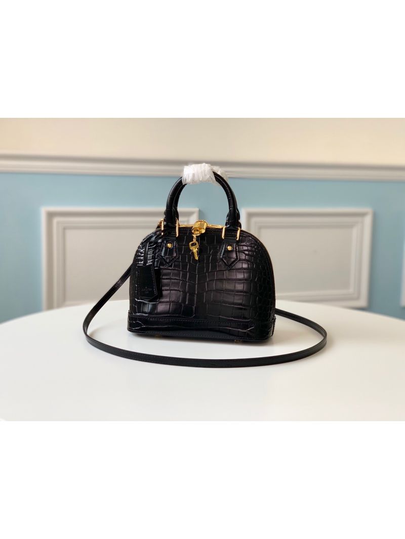 Louis Vuitton LV Alma with Exotic Crocodile Leather N90897 Black