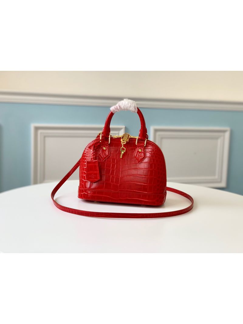 Louis Vuitton LV Alma with Exotic Crocodile Leather N90897 Red