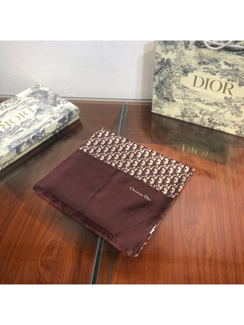 Dior Oblique Stole Burgundy Silk Twill 85CDO