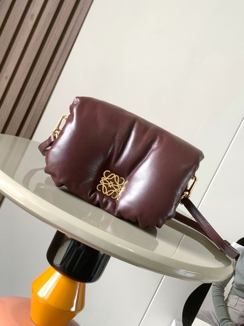 Loewe Mini Puffer Goya bag in Shiny Nappa Lambskin A896W9584 Dark Burgundy