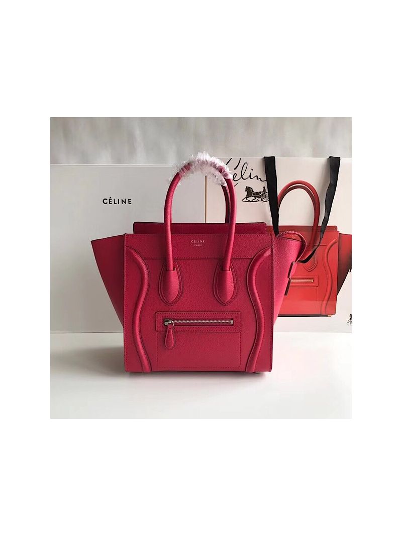 Céline Luggage Tote Drummed Calfskin Rosy