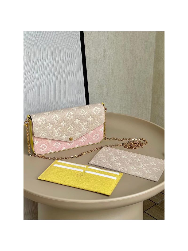 Louis Vuitton LV Felicie Pochette in Multicolor Pink Monogram Empreinte leather M81359