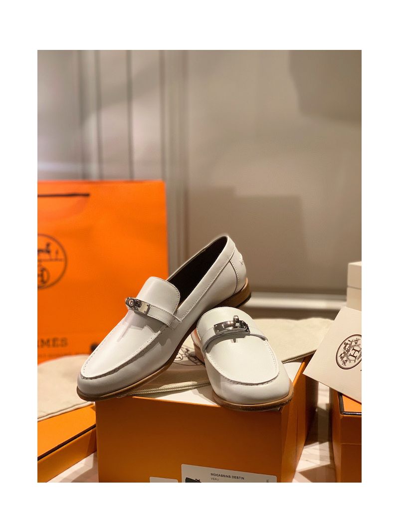 Hermes Destin Loafer in calfskin with Blake stitched sole H212114Z White 