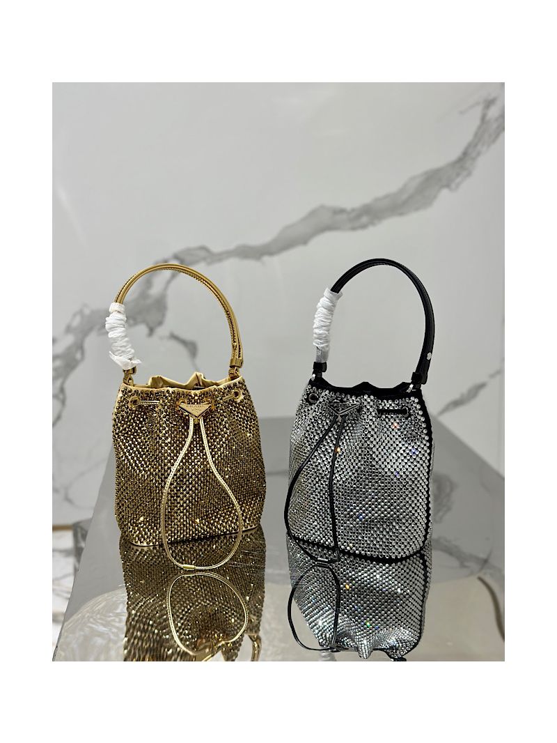 Prada Satin mini-bag with crystals 1BE067 Platinum