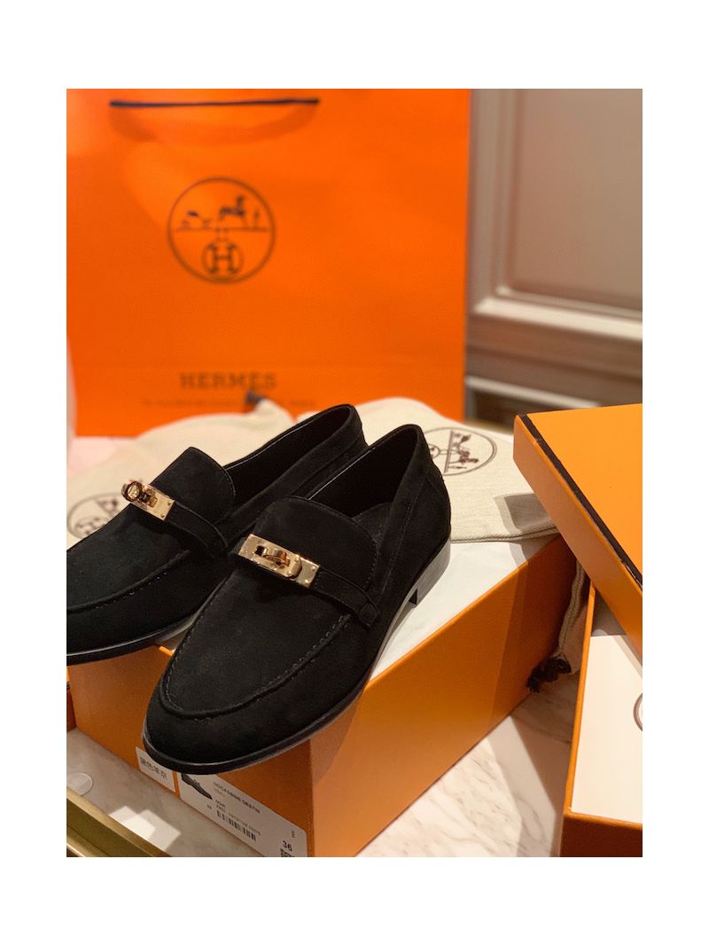 Hermes Destin Loafer suede goatskin H212116Z Black 
