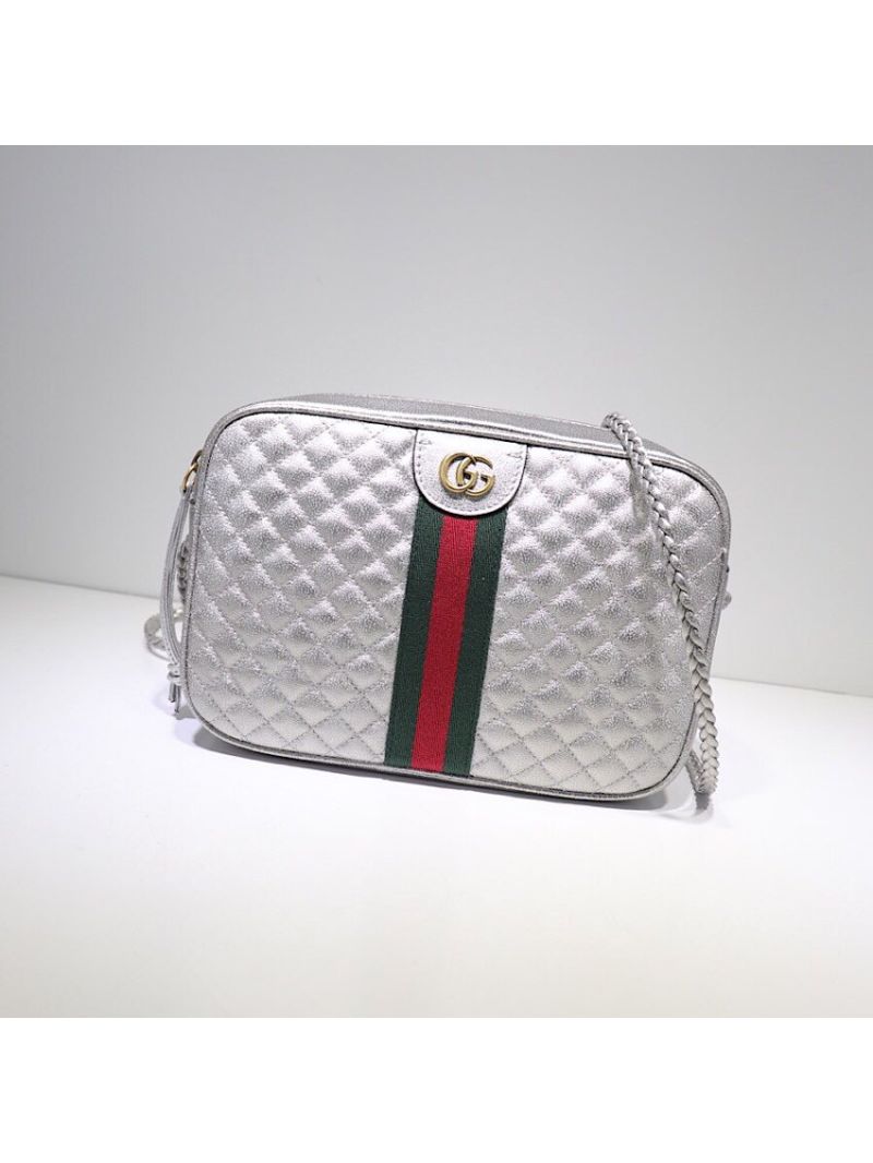Gucci Quilted Laminated Leather Small Shoulder Bag 541051 Silver