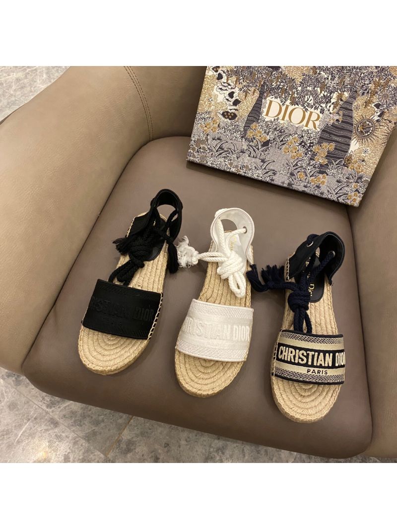 Dior Granville Mule Espadrille With Laces KDB596 Black