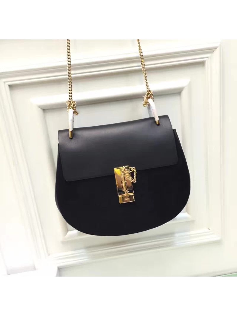 Chloe Drew Shoulder bag Smooth and Suede Calfskin Black 