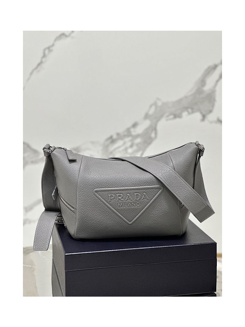 Prada Leather bag with shoulder strap 2VH165 Maple Grey