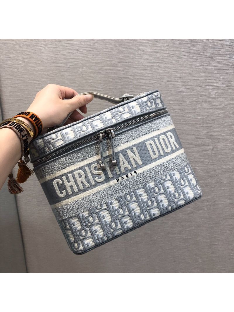 Dior Gray Oblique Vanity Bag S5417