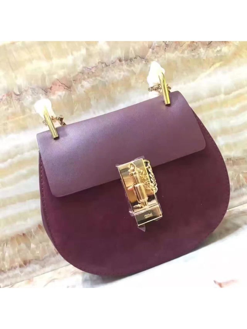 Chloe Drew Shoulder bag Smooth and Suede Calfskin Wine