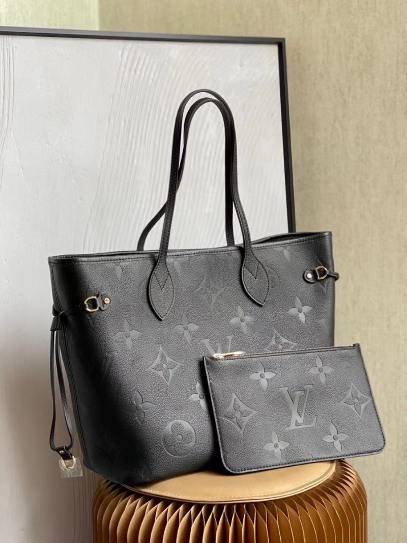 Louis Vuitton LV Neverfull MM Embossed Monogram Empreinte Leather M45686 Black