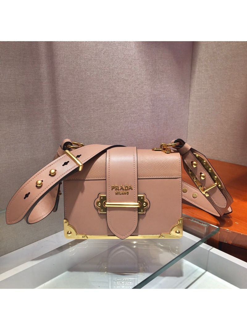 Prada Cahier Leather Bag 1BD045 Tone Pink