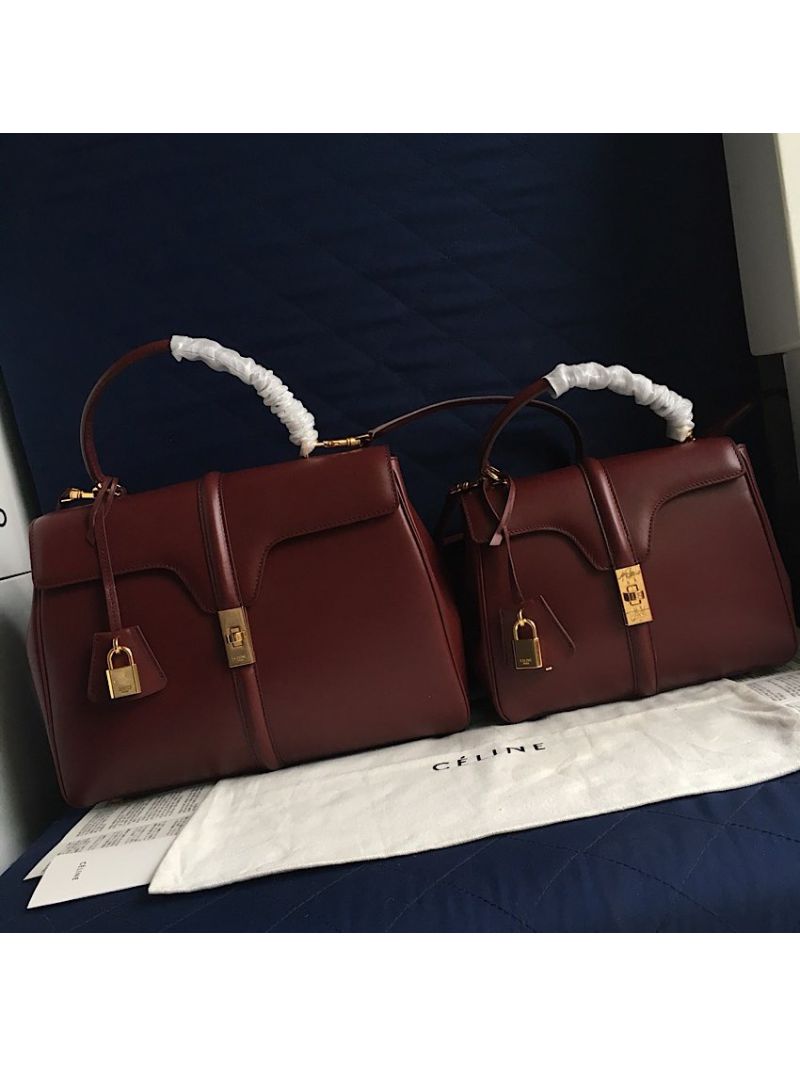 Celine 16 Bag In Satinated Calfskin 187373 2 Sizes Brown