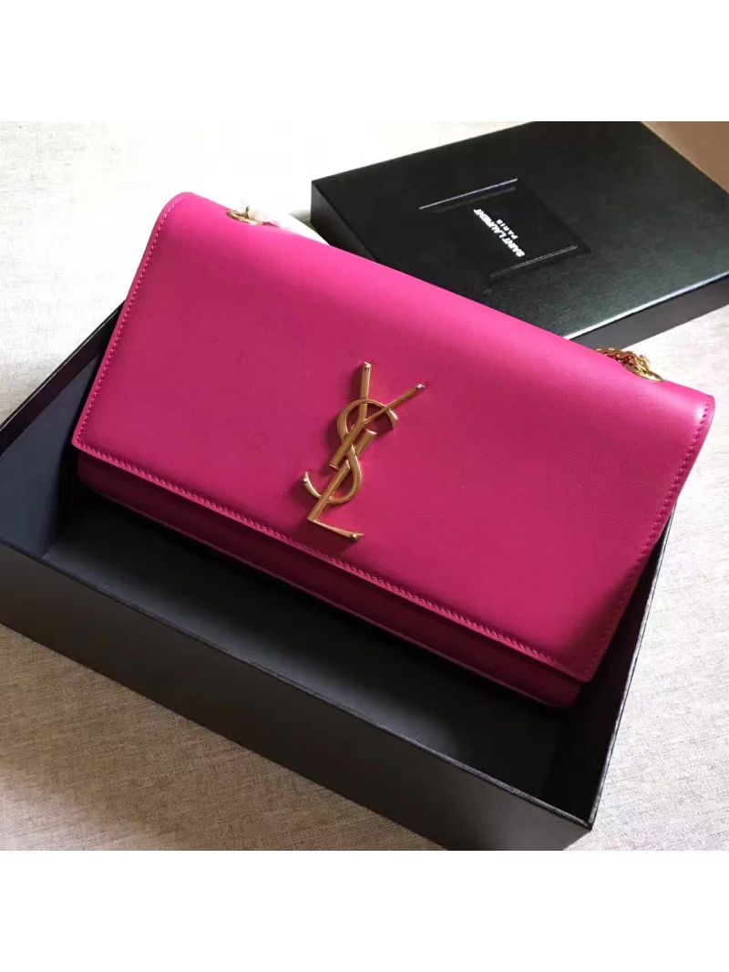 YSL Classic Medium Monogram Saint Laurent Satchel In Rosy Smooth Calfskin Leather