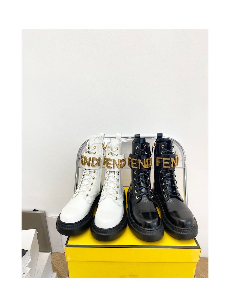 Fendi Fendigraphy White leather biker boots 8T8355