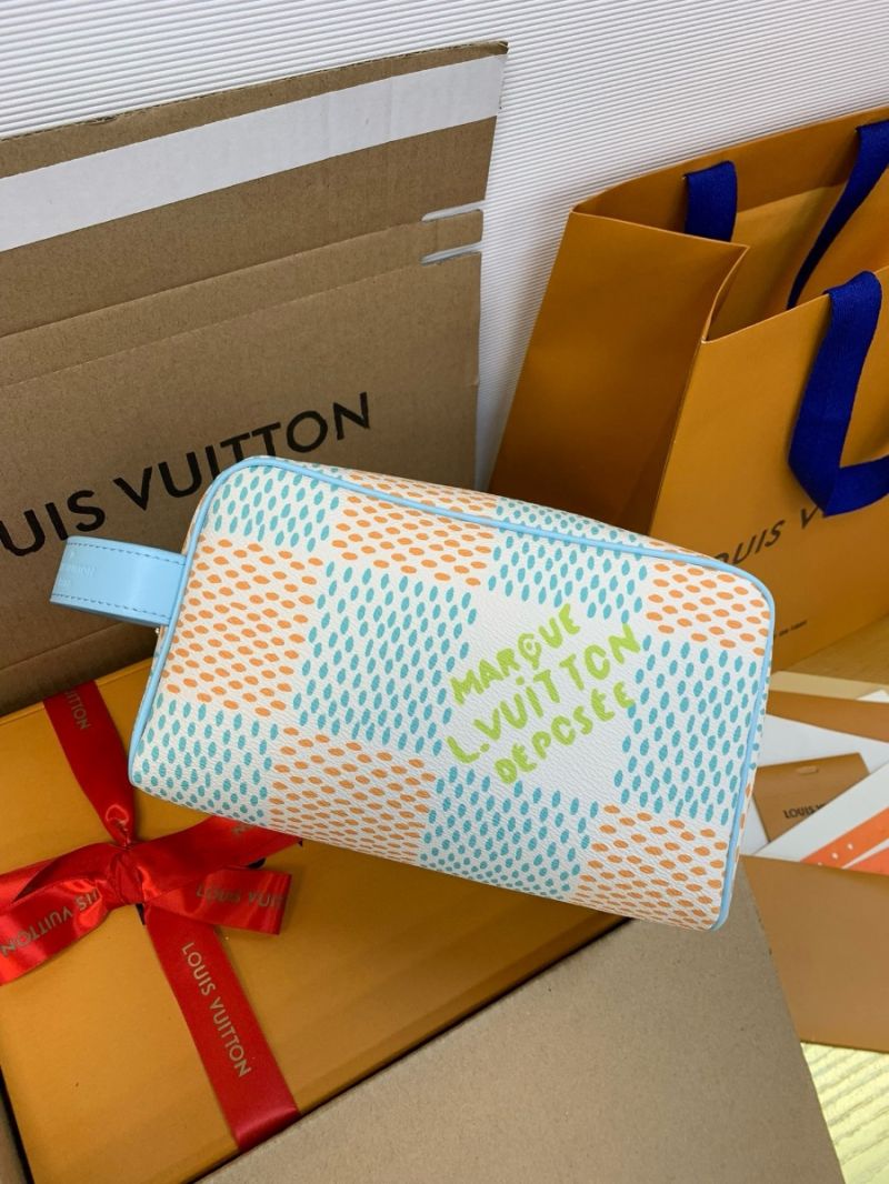 Louis Vuitton LV Locker Dopp Kit Damier Heritage canvas N40747 Blue White