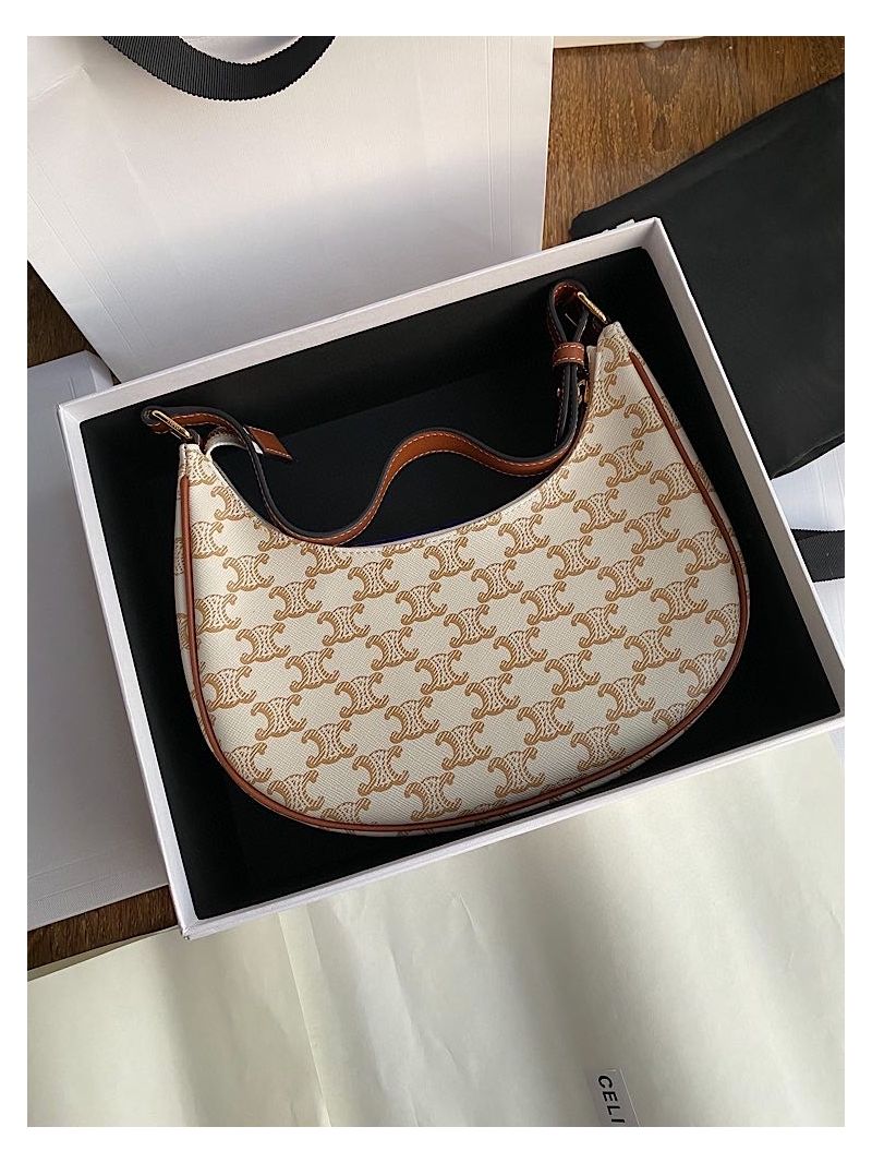 Celine Ava Bag In Triomphe Canvas 193952 White