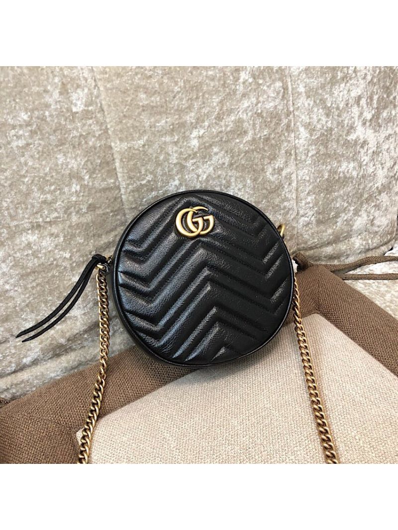 Gucci GG Marmont Mini Round Shoulder Bag 550154 Black