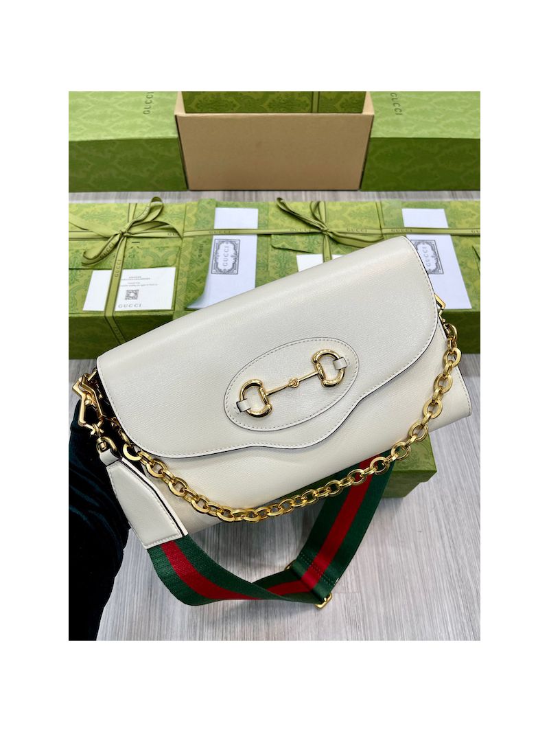 Gucci Horsebit 1955 Small Bag 677286 White leather
