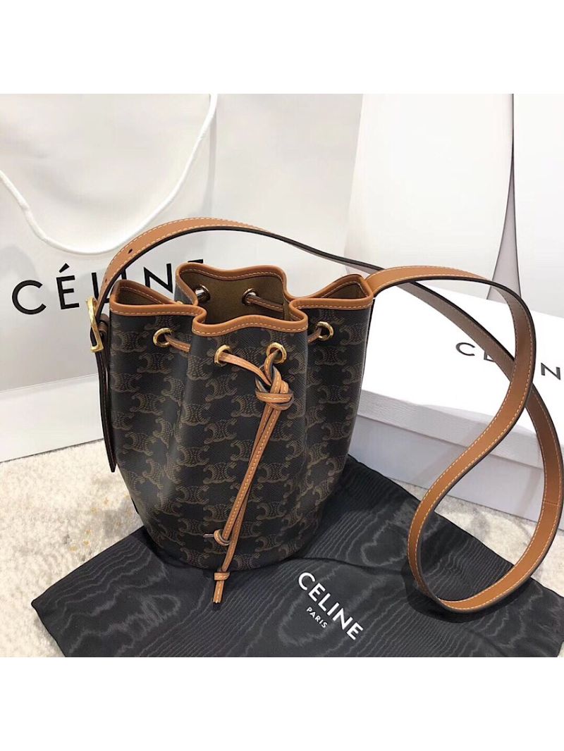 Celine Small Drawstring Bag In Triomphe Canvas 191142