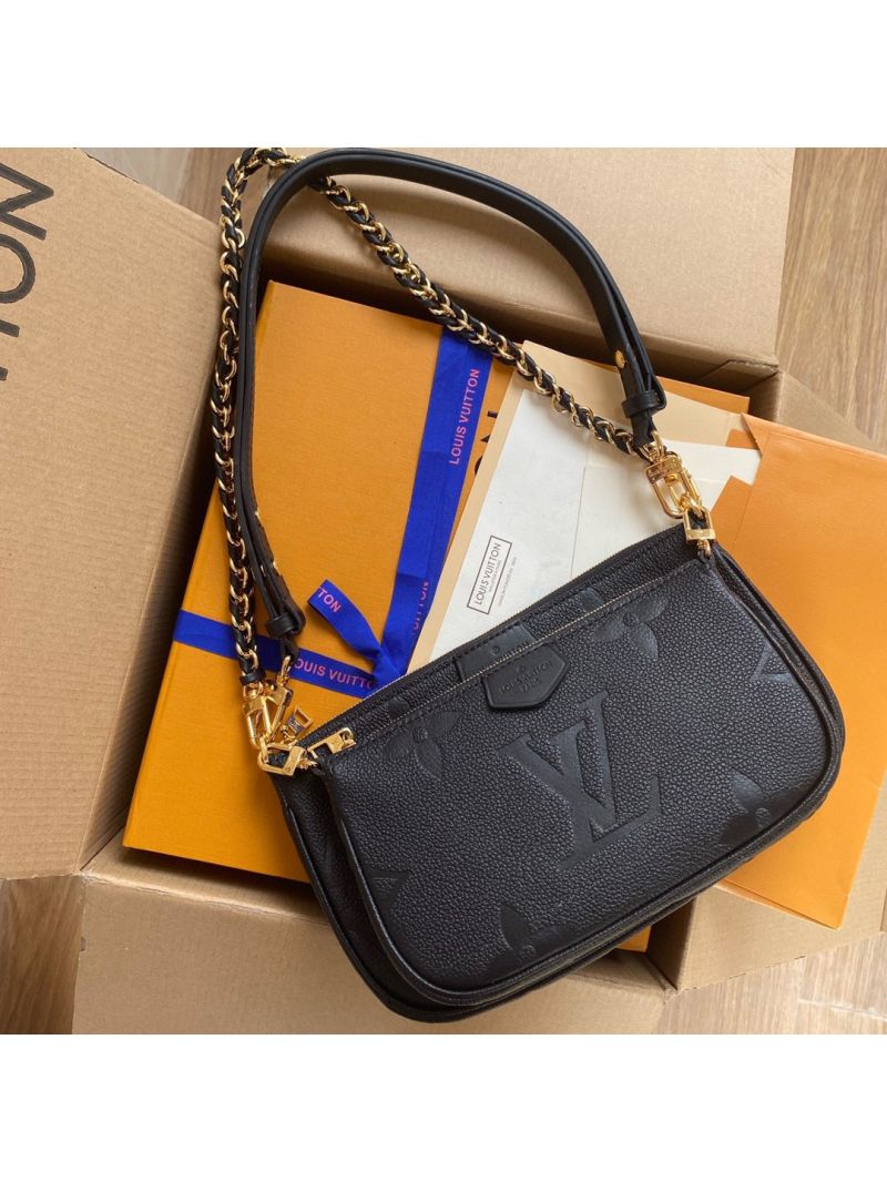 Louis Vuitton LV Multi Pochette Accessoires M80399 Monogram Empreinte Leather Black