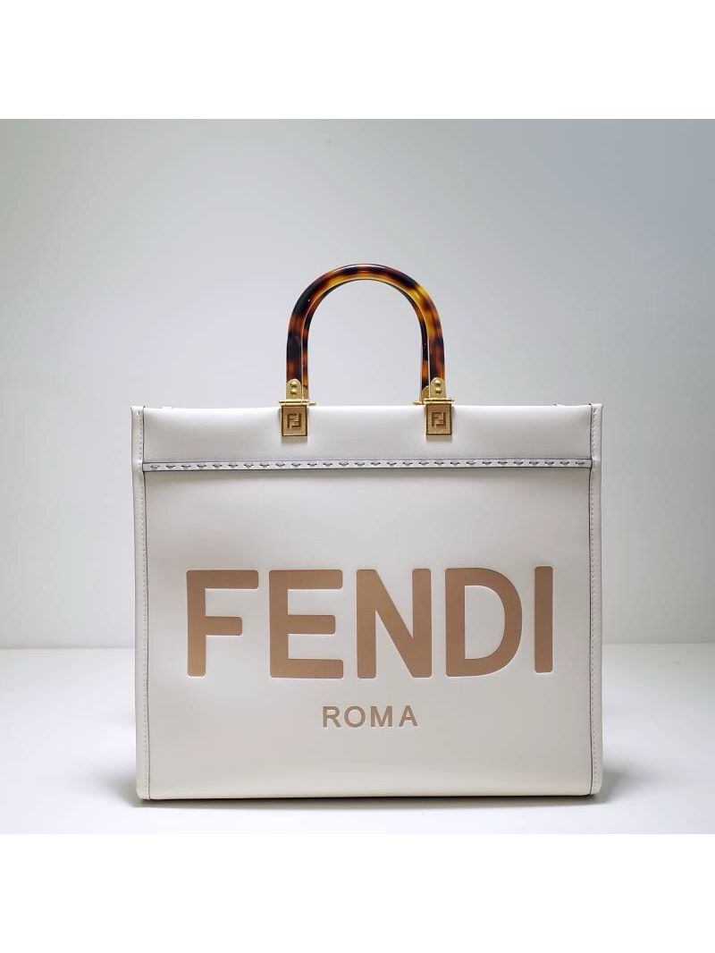 Fendi Medium Sunshine Shopper White Leather 8BH386