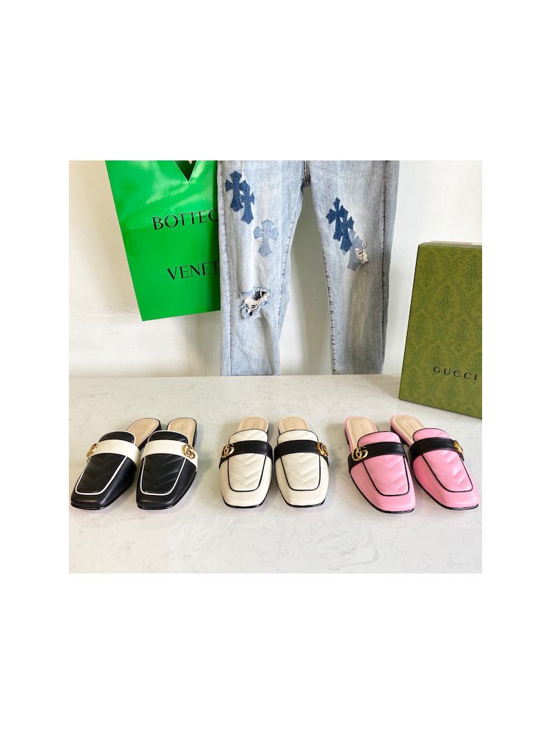 Gucci Women's slipper Matelassé Chevron with Double G 670398