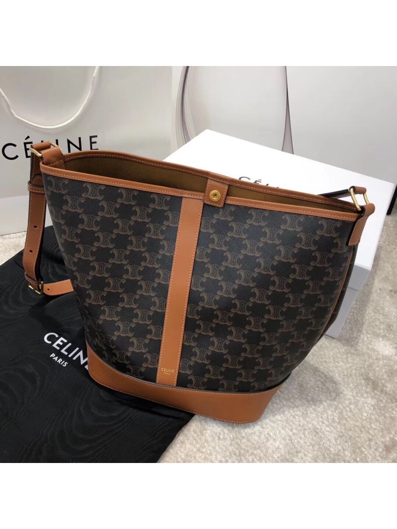 Celine Medium Bucket In Triomphe Canvas 191132