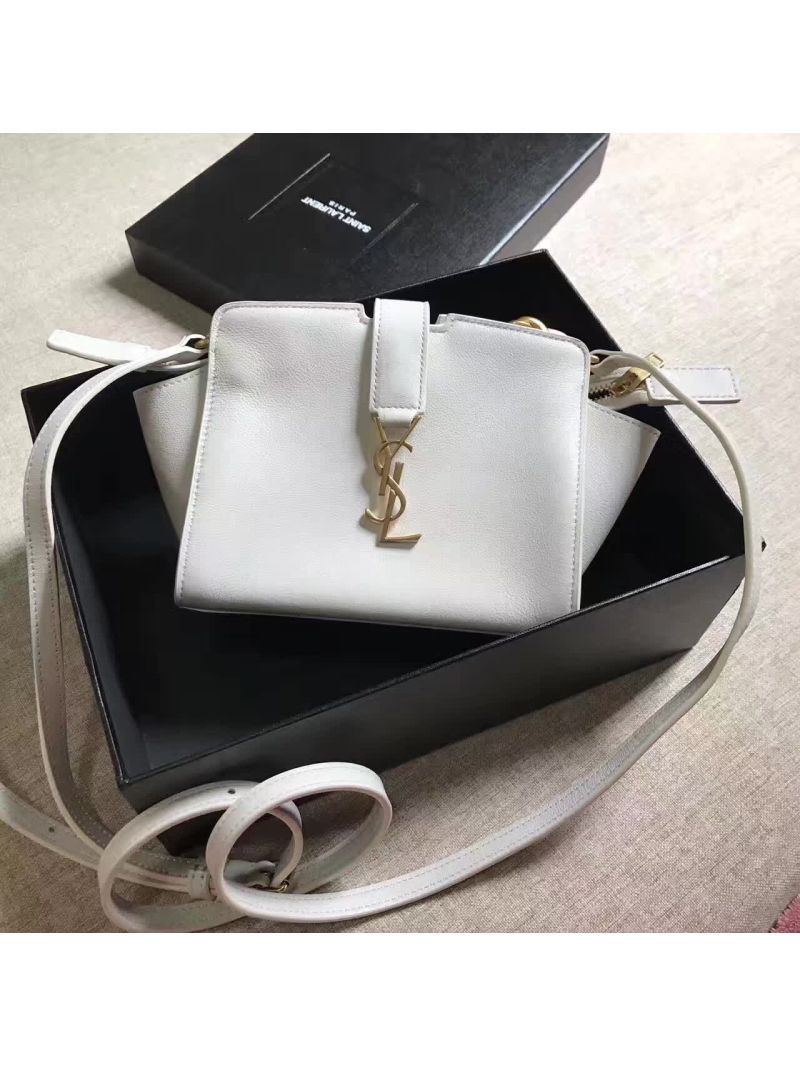 YSL Yves Saint Laurent Toy Cabas Bag in White