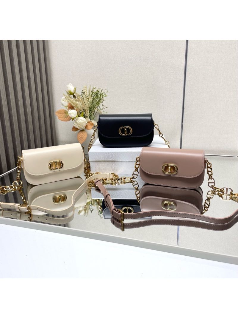 Dior Small 30 Montaigne Avenue Bag in Dusty Ivory Box Calfskin M9261