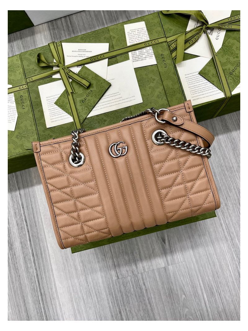 Gucci Aria GG Marmont Small Tote Bag 681483 Beige