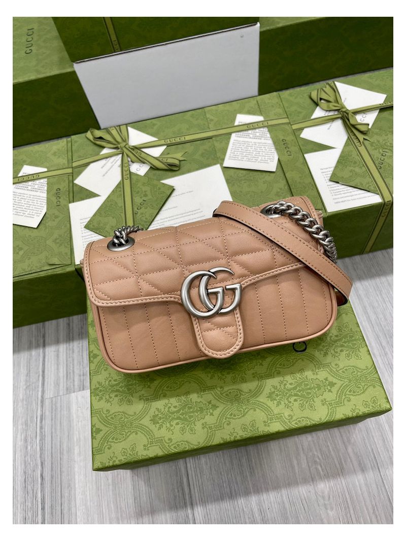 Gucci Aria GG Marmont Mini / Small Shoulder Bag 446744 443497 Beige