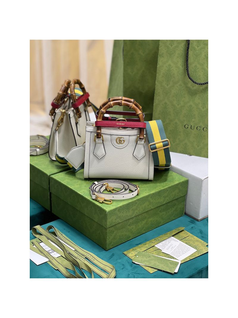 Gucci Diana mini tote leather bag 702732 White