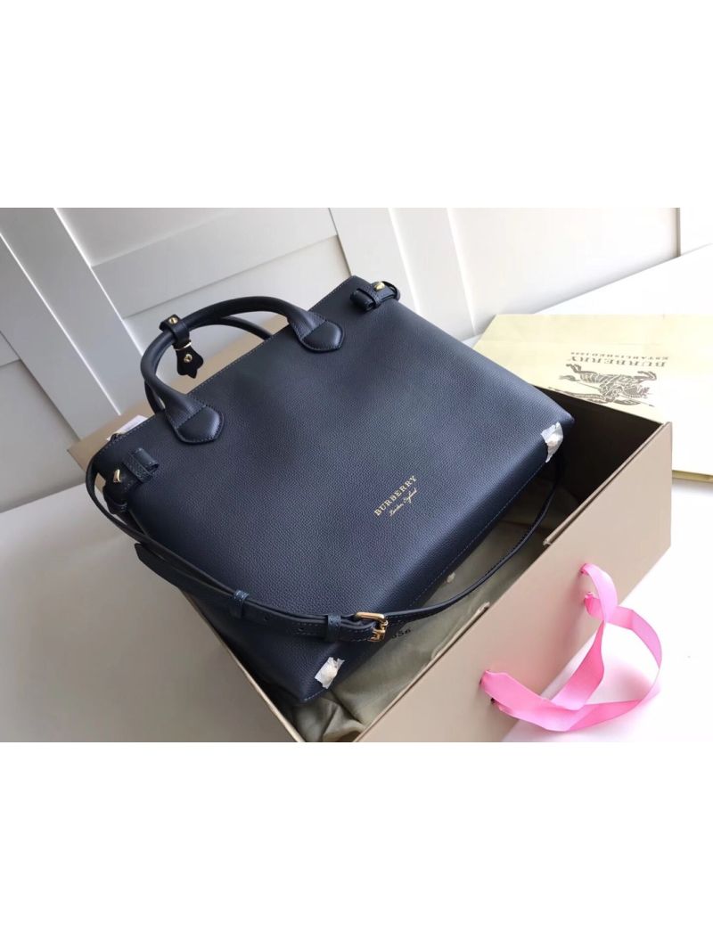 Burberry The Small Banner in Leather and House Check Blue 