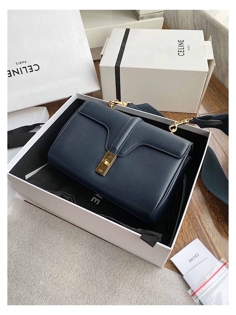 Celine Teen Soft 16 Bag in Smooth Calfskin 196853 Navy Blue